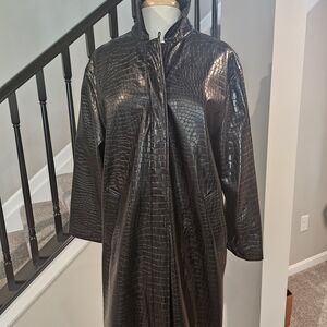 Mycra Pac Life Black Faux Leather Croc Embossed Raincoat (Size P)